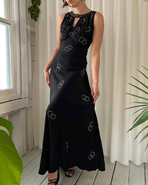 30s Crystal Studded Crepe Gown