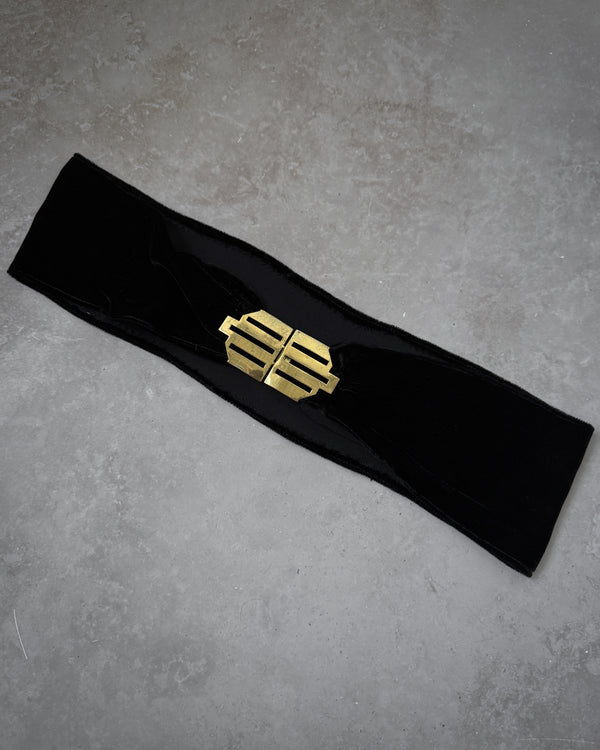 30s Black Velvet Belt - Lucky Vintage display picture 1
