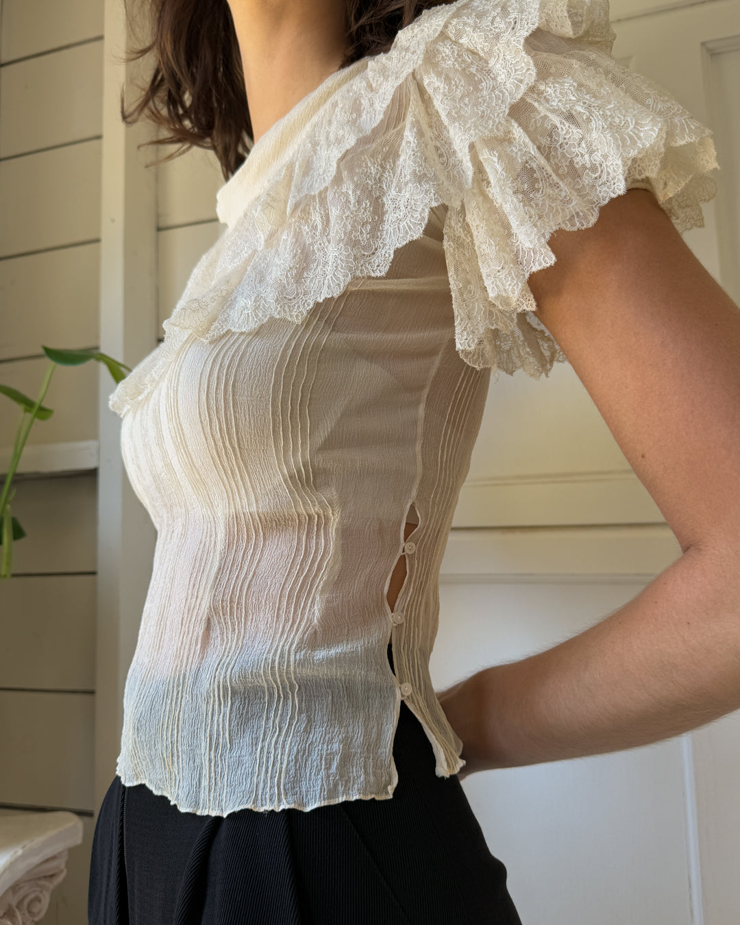 30s Silk Lace Blouse | XS-S