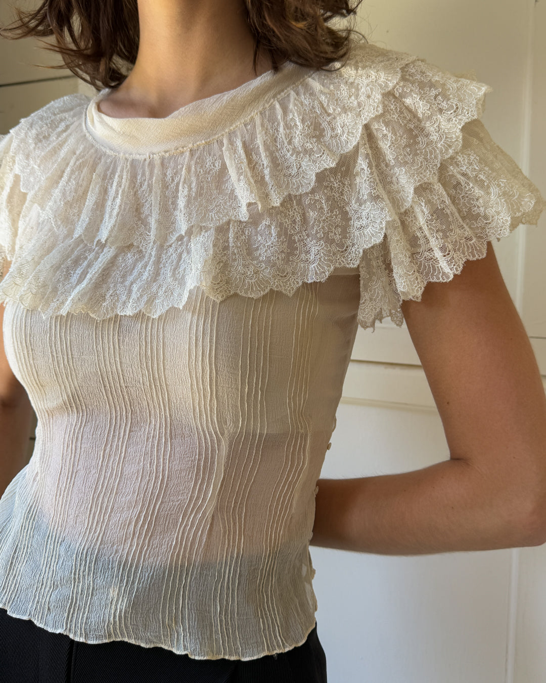 30s Silk Lace Blouse | XS-S
