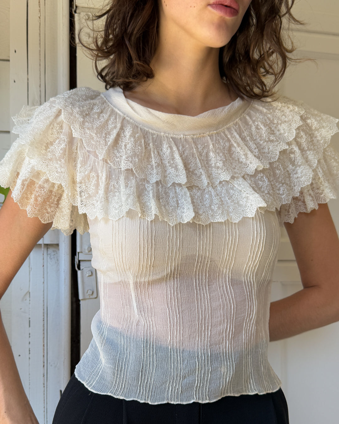 30s Silk Lace Blouse | XS-S