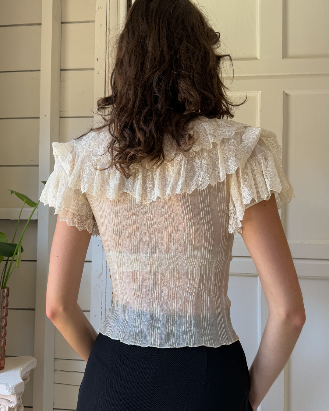 30s Silk Lace Blouse | XS-S