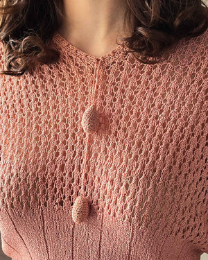 30s Pink Crochet Top | S-M