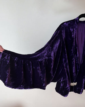 30s Silk Velvet Batwing Jacket | M-L