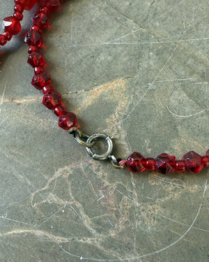 30s Red Glass Beaded Necklace