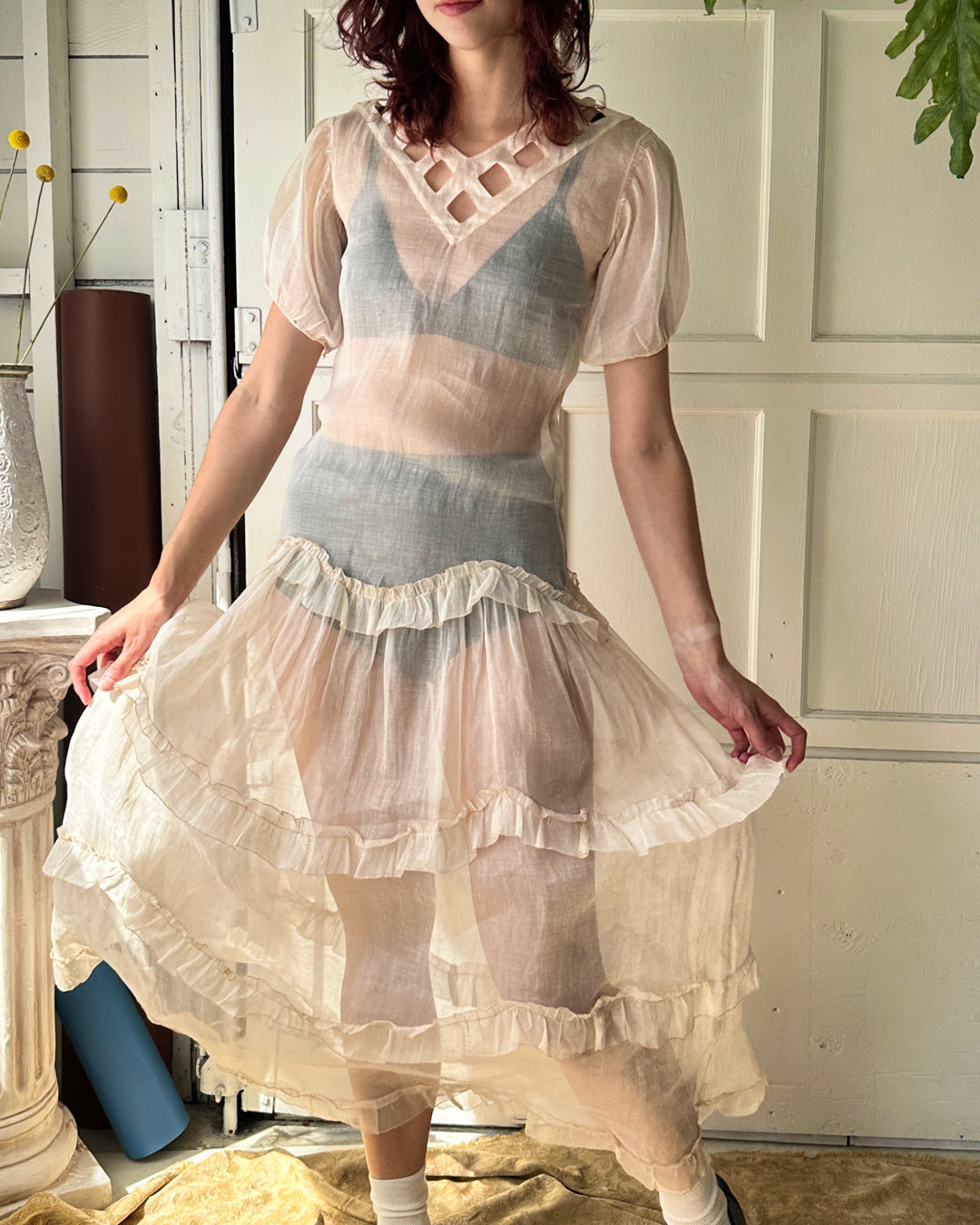 30s Sheer Cut-Out Dress