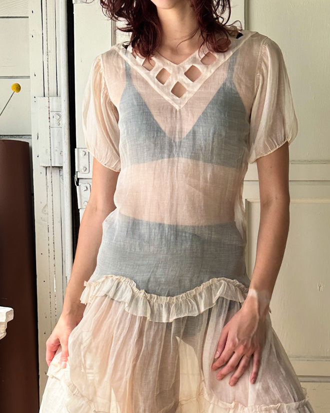 30s Sheer Cut-Out Dress | S-M