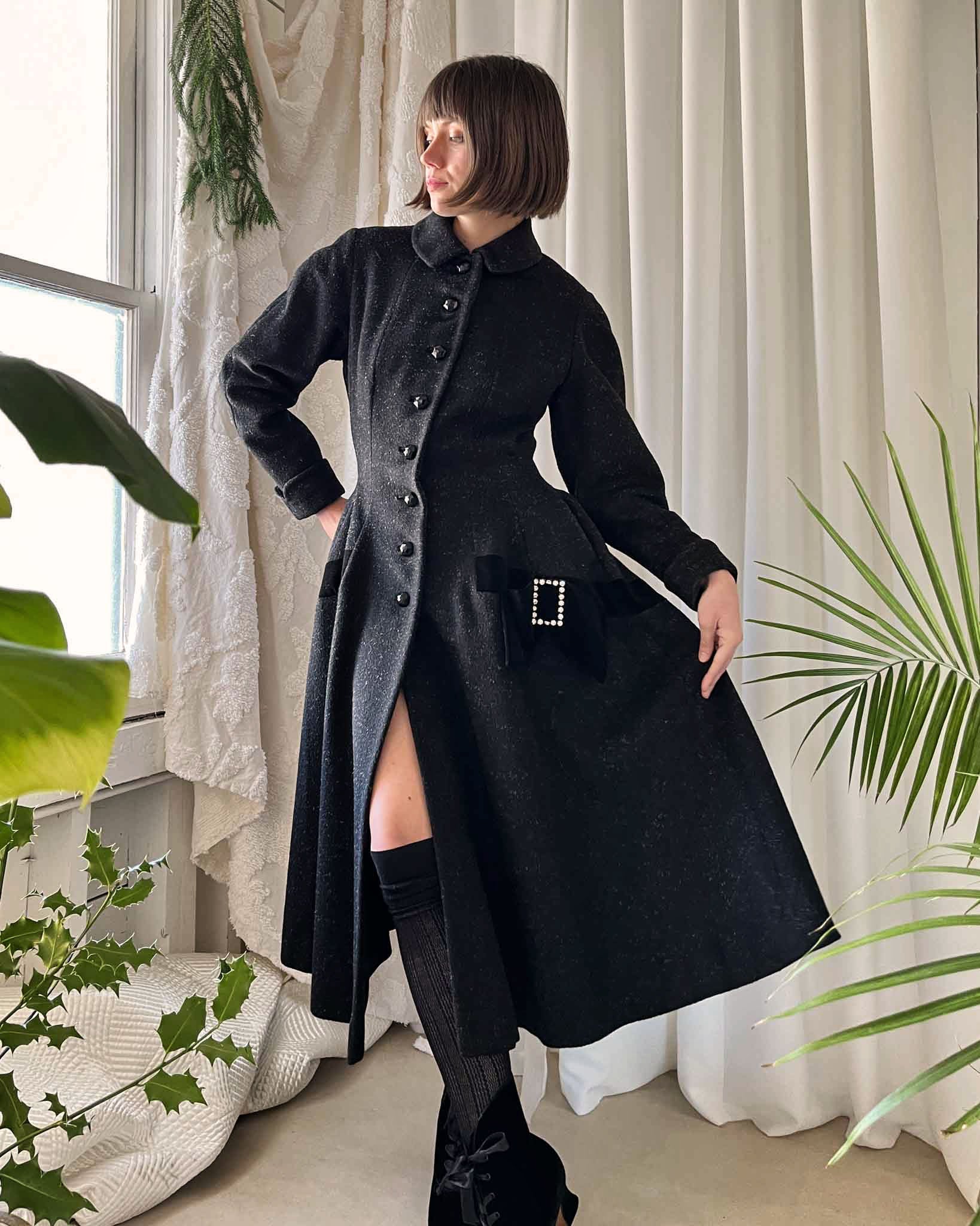 50s Wool Princess Coat S-M Lucky Vintage - Main Image