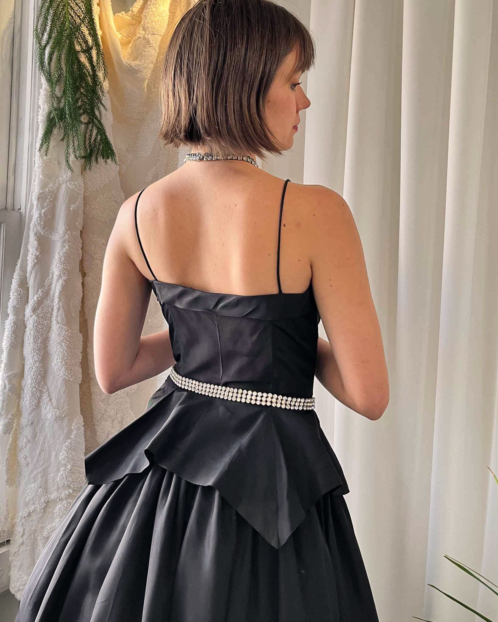 40s Black Peplum Gown | S 40s Black Peplum Gown | S