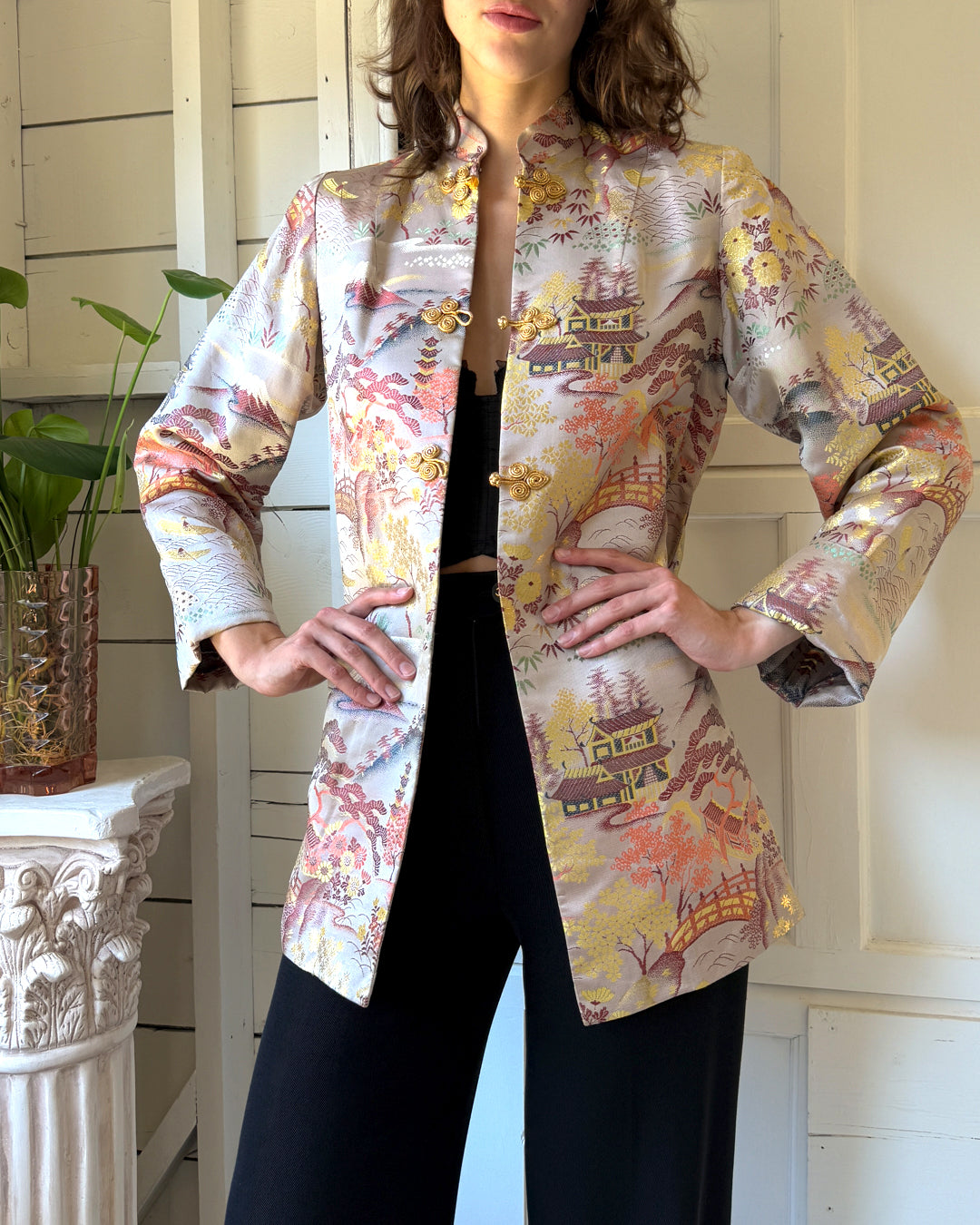 40s Silk Brocade Jacket | L