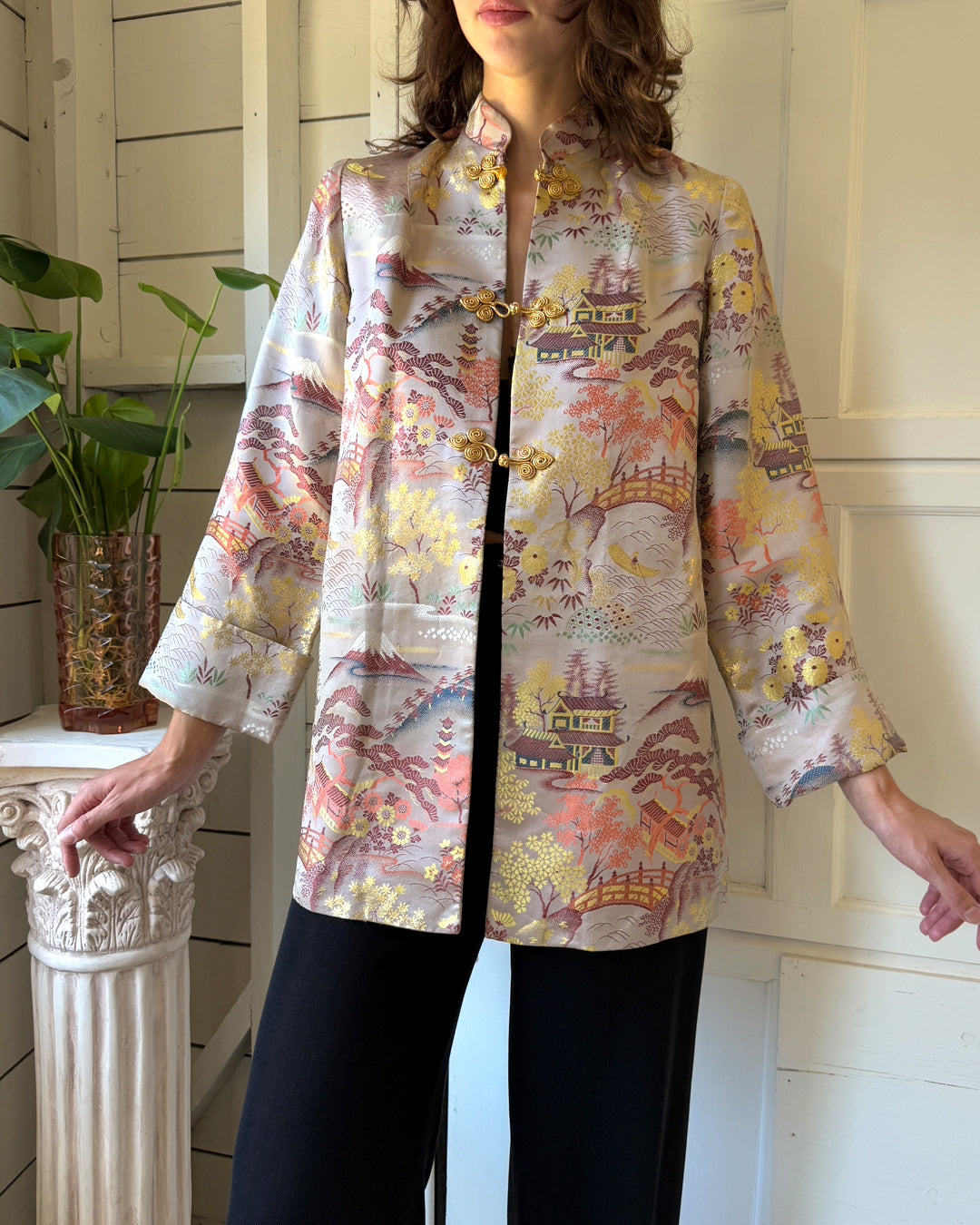 40s Silk Brocade Jacket | L