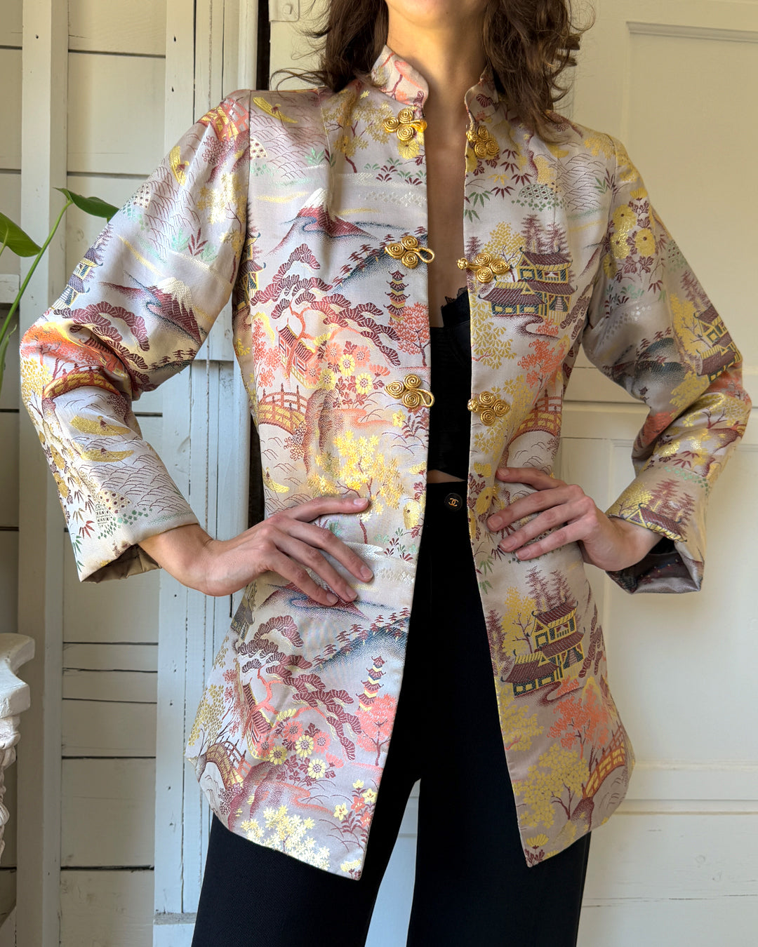 40s Silk Brocade Jacket | L