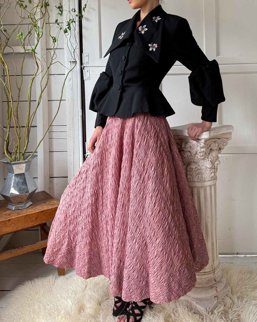 50s Ceil Chapman Ruched Skirt | M