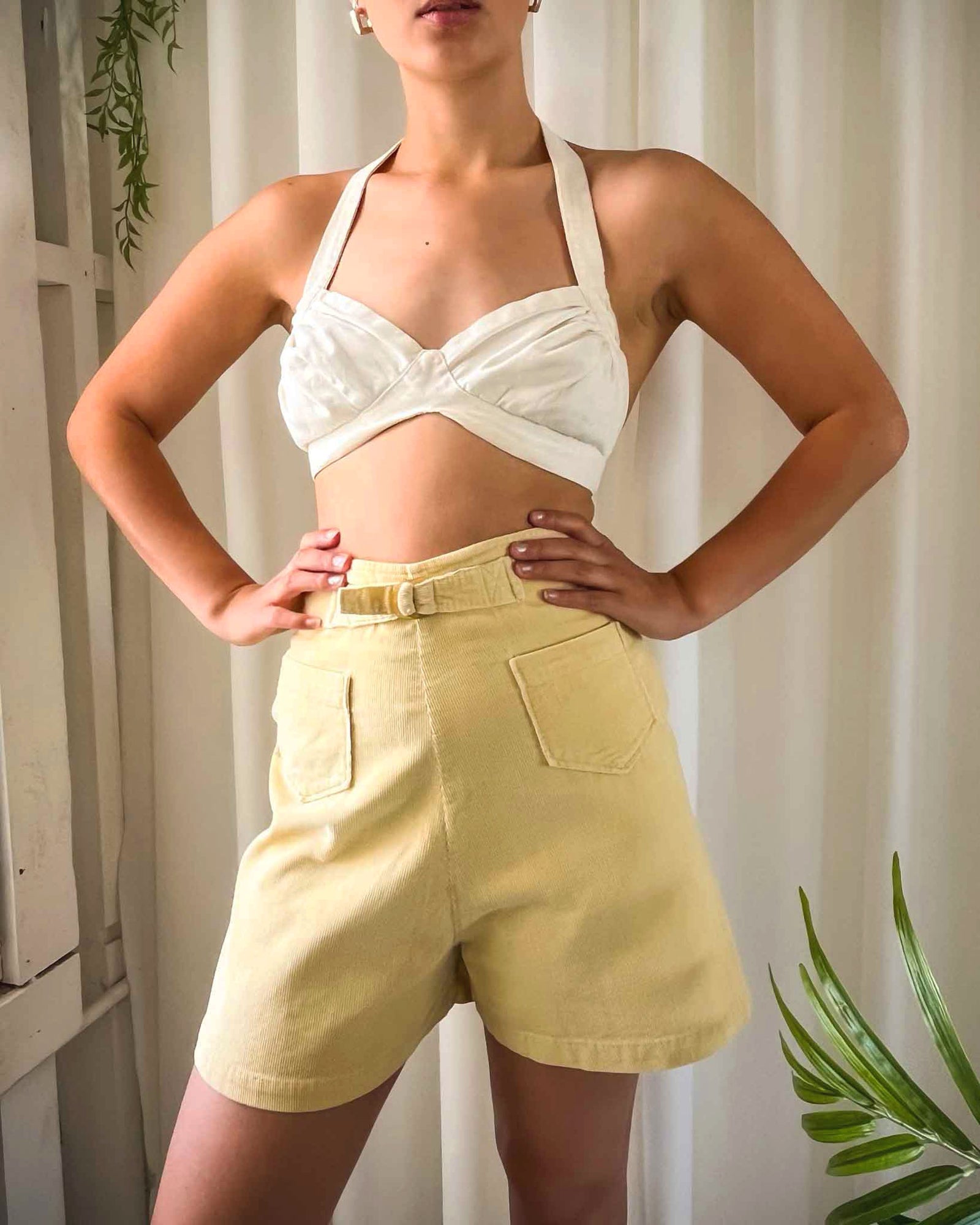 40s Yellow Corduroy Shorts | S