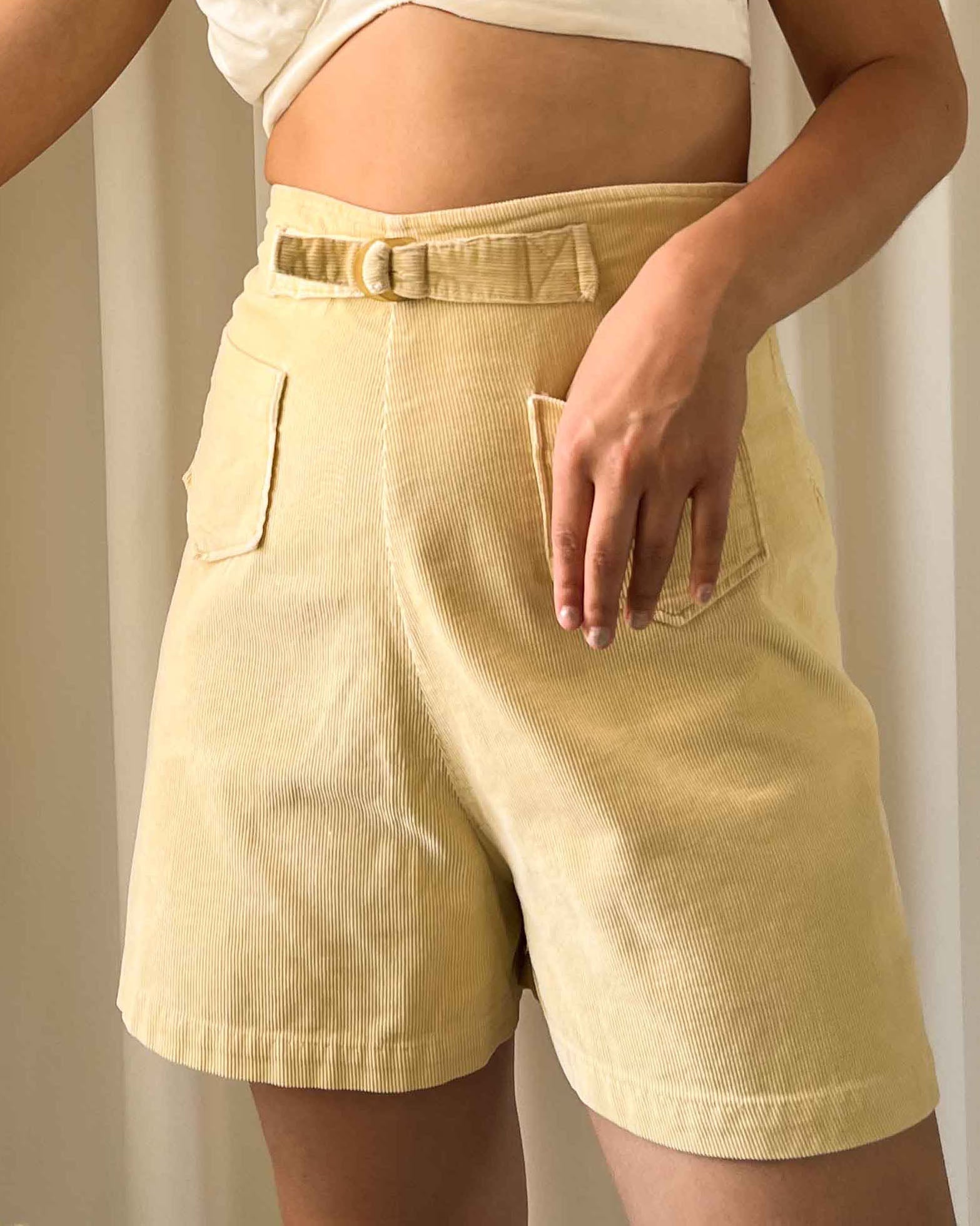 40s Yellow Corduroy Shorts | S