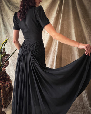 40s Bustle Back Gown | S