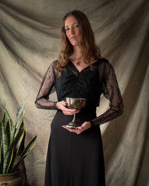 40s Lace Bodice Gown | S