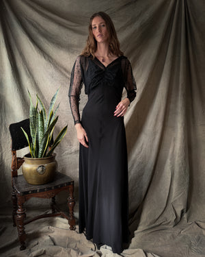 40s Lace Bodice Gown | S