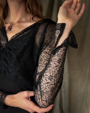 40s Lace Bodice Gown | S