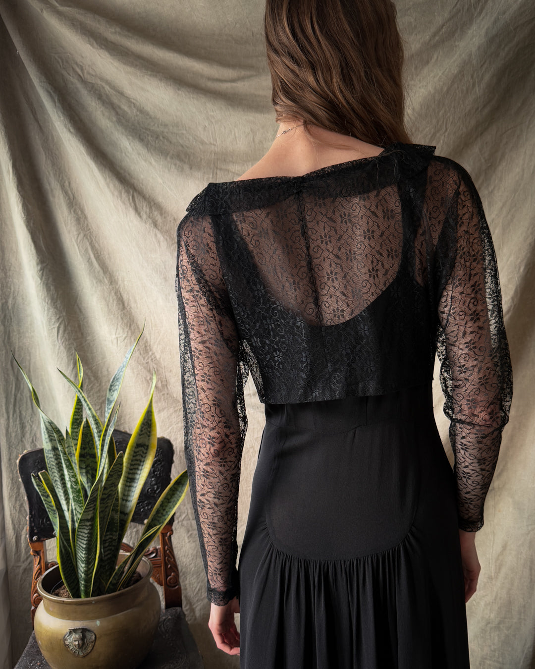 40s Lace Bodice Gown | S