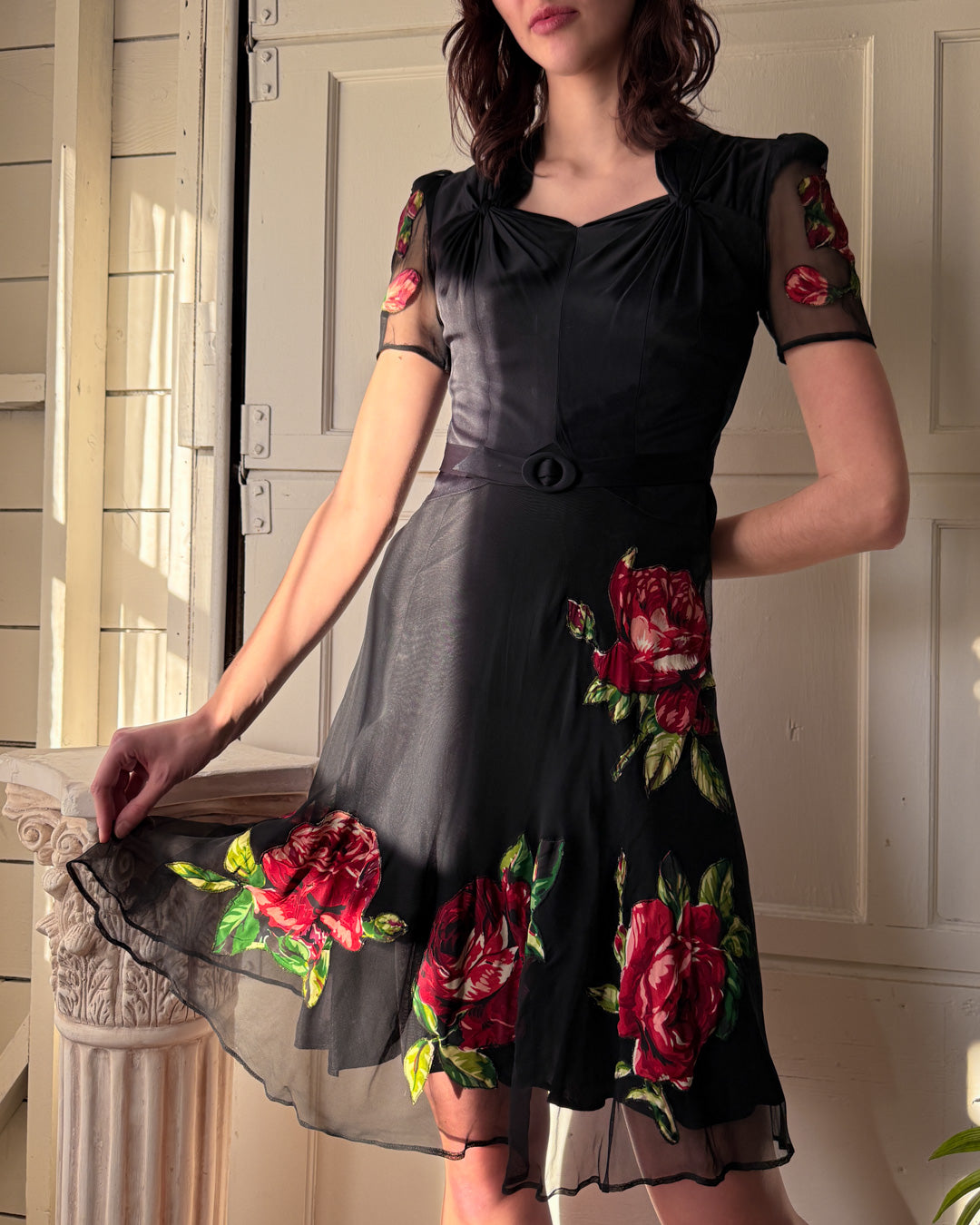 40s Sheer Rose Dress 40s Sheer Rose Dress