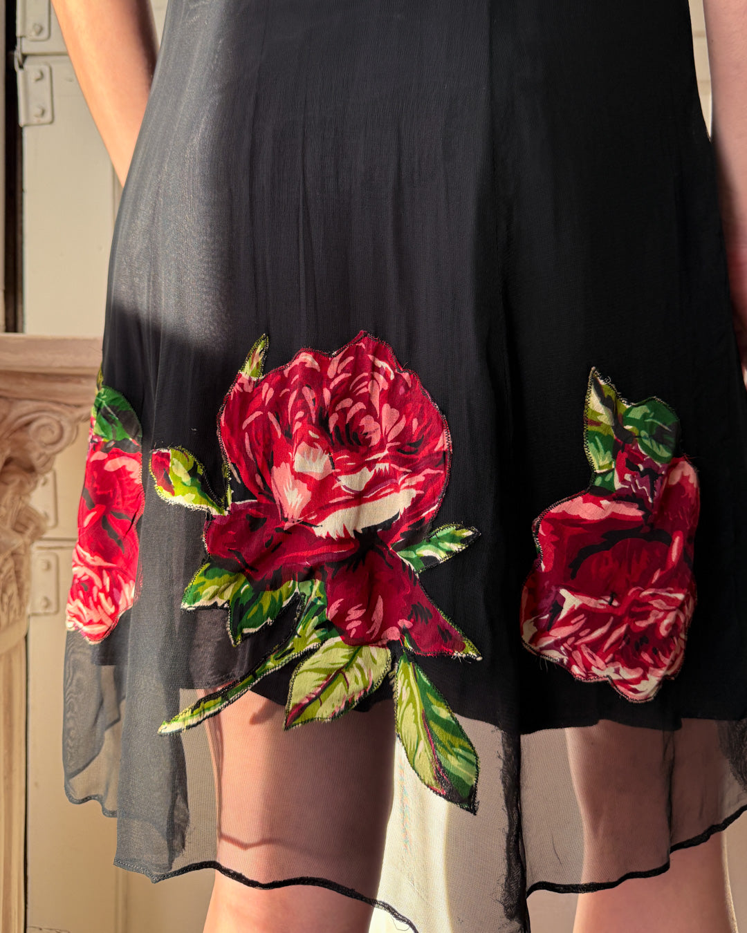 rose sheer dress 40s Sheer Rose Dress