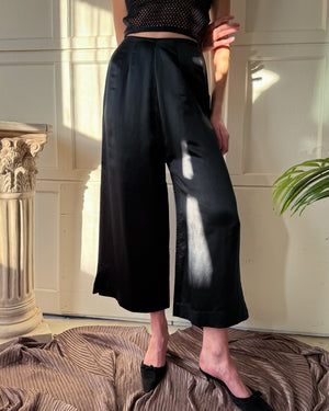 40s Silk Satin Palazzo Pants | S