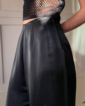 40s Silk Satin Palazzo Pants | S