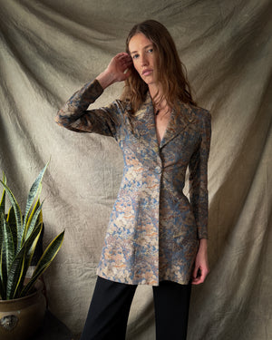 40s Silk Brocade Jacket | XS