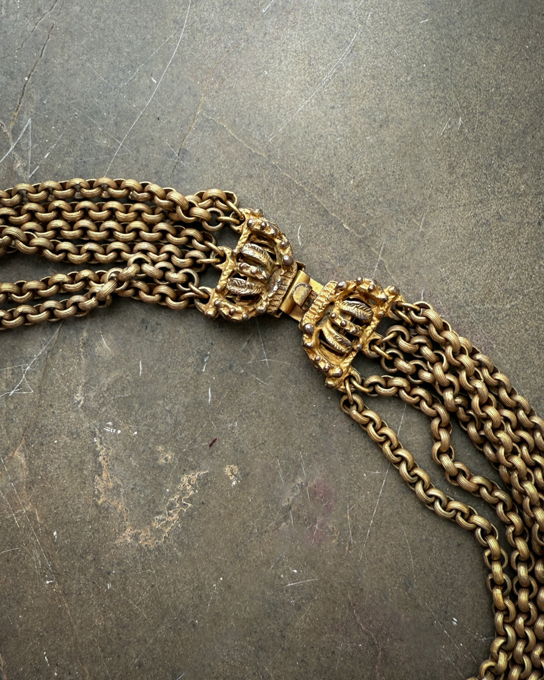 40s Brass Floral Tassel Necklace