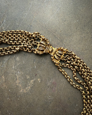 40s Brass Floral Tassel Necklace