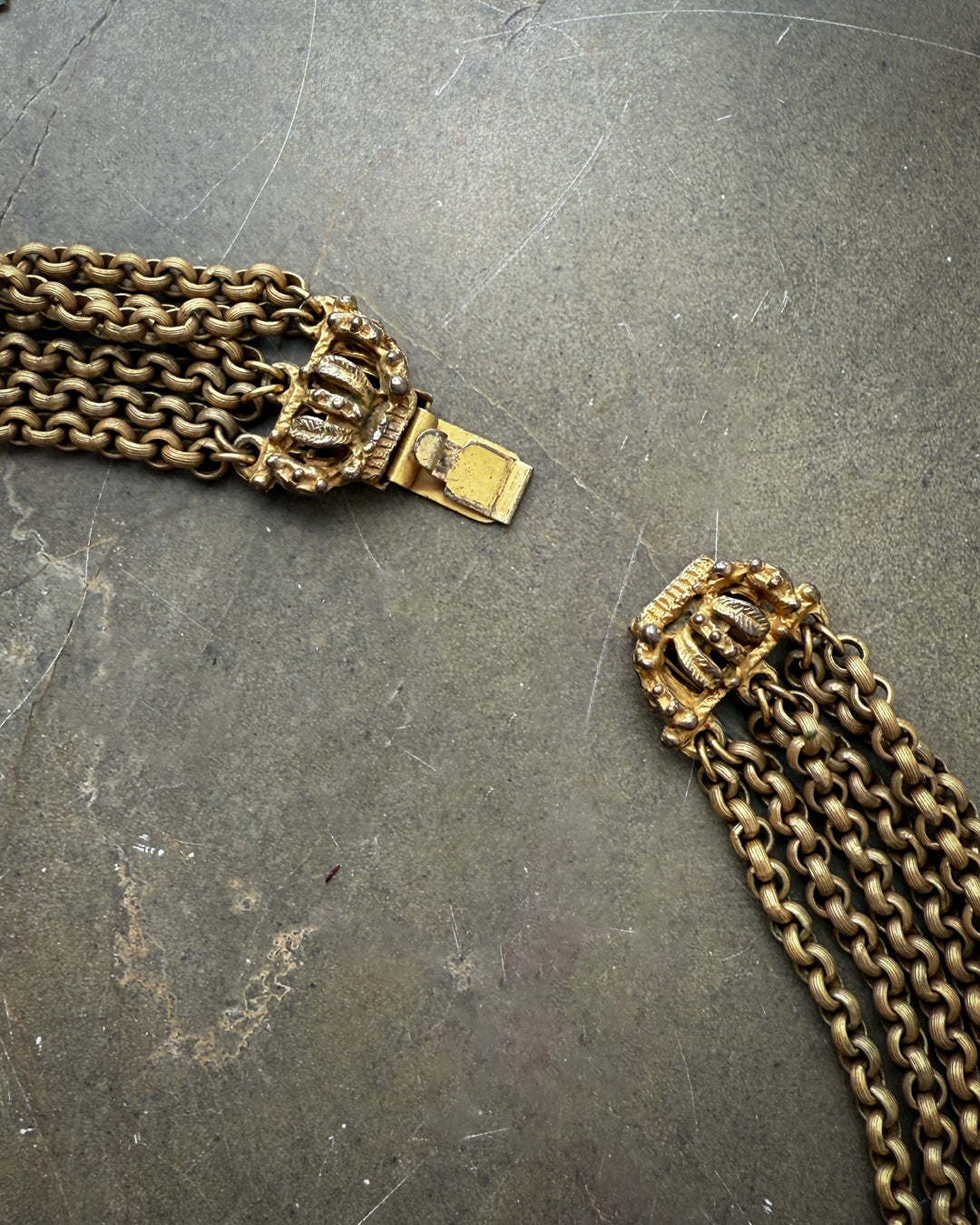 40s Brass Floral Tassel Necklace