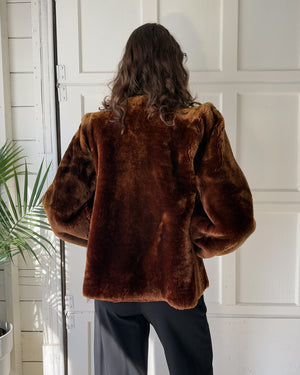 40s Balloon Sleeve Mouton Fur Coat | M