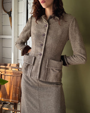 40s Tweed Wool Suit | S