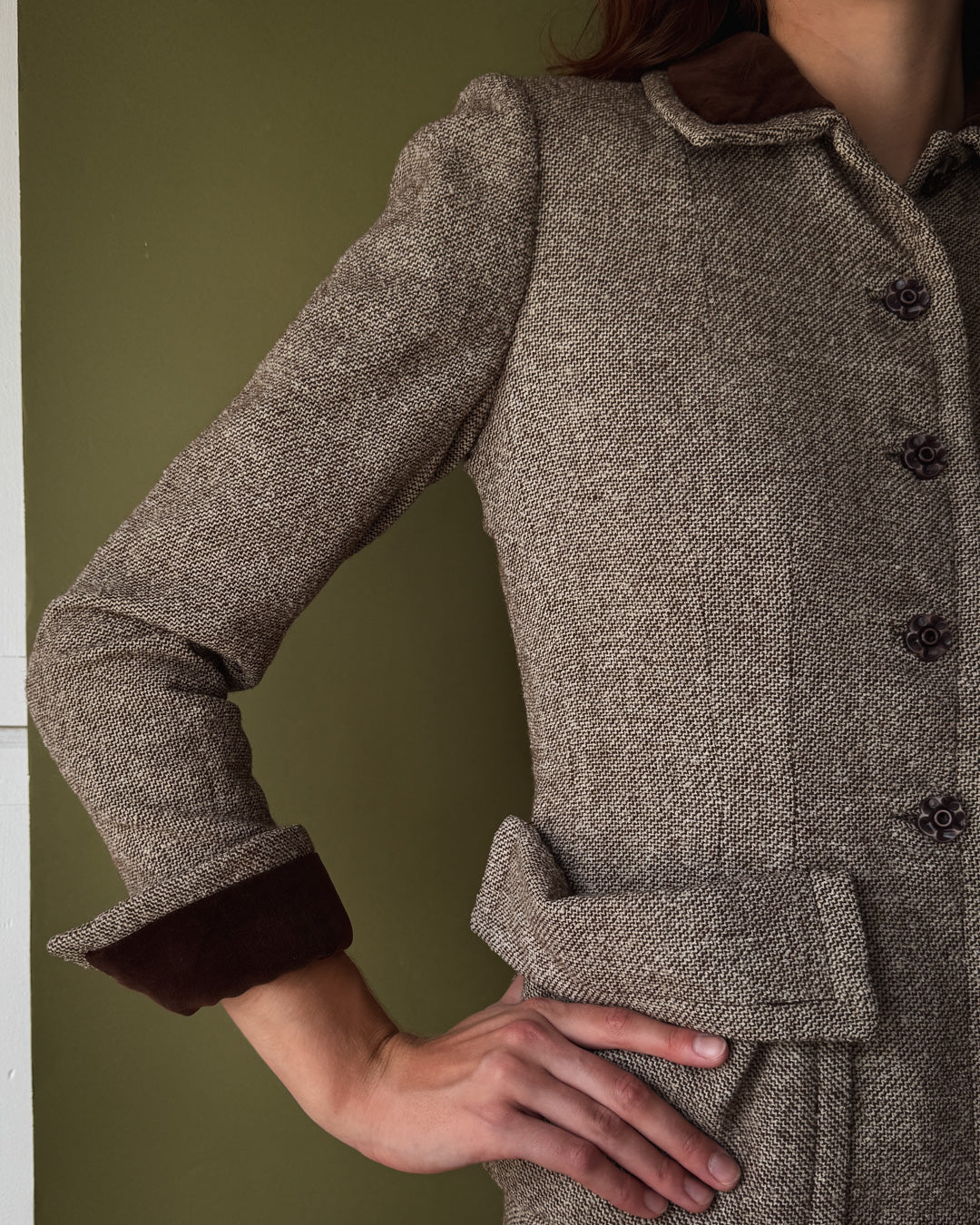 40s Tweed Wool Suit | S