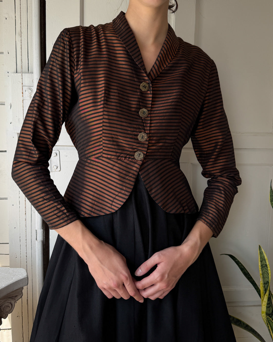 40s Copper Taffeta Jacket | S