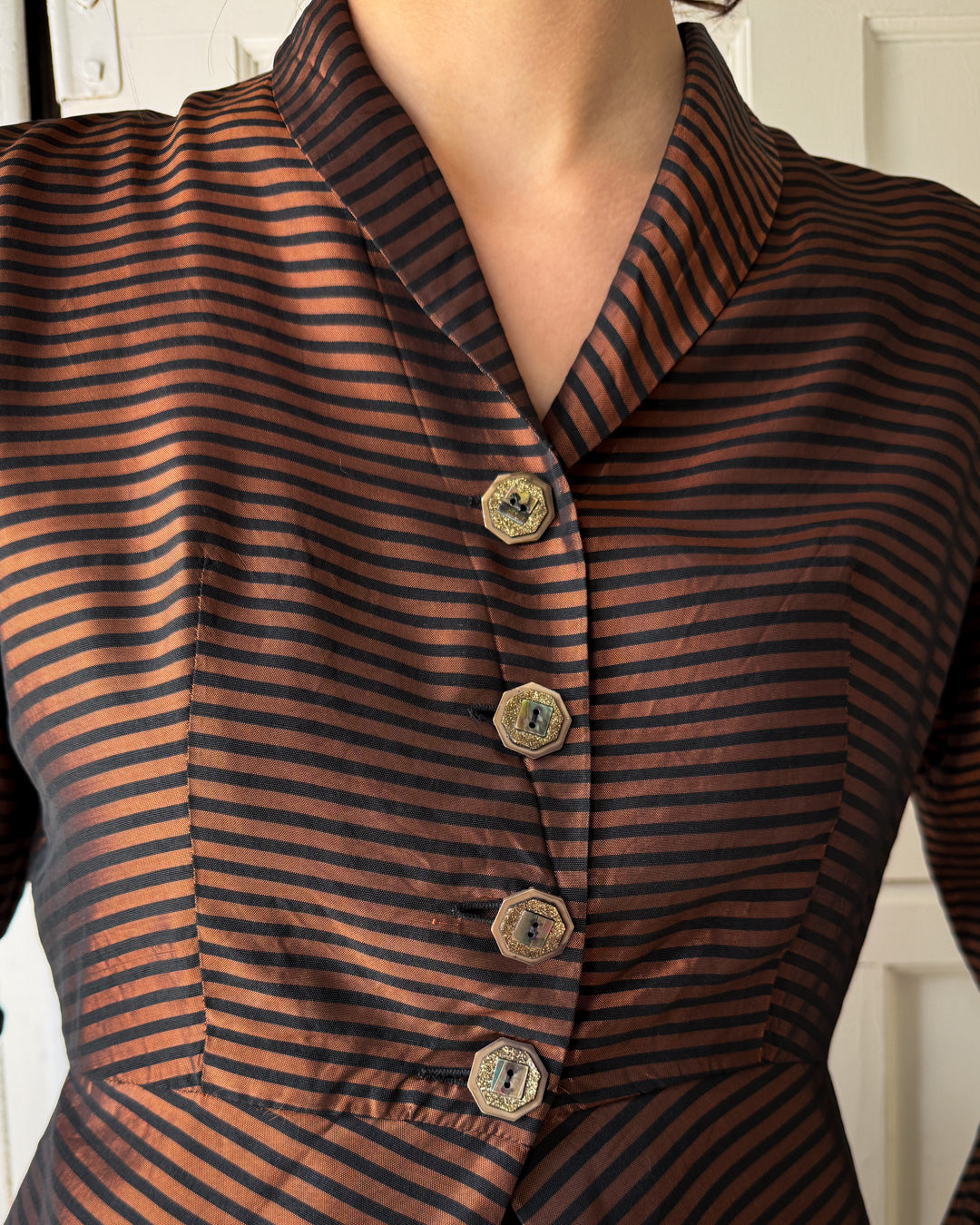 40s Copper Taffeta Jacket | S