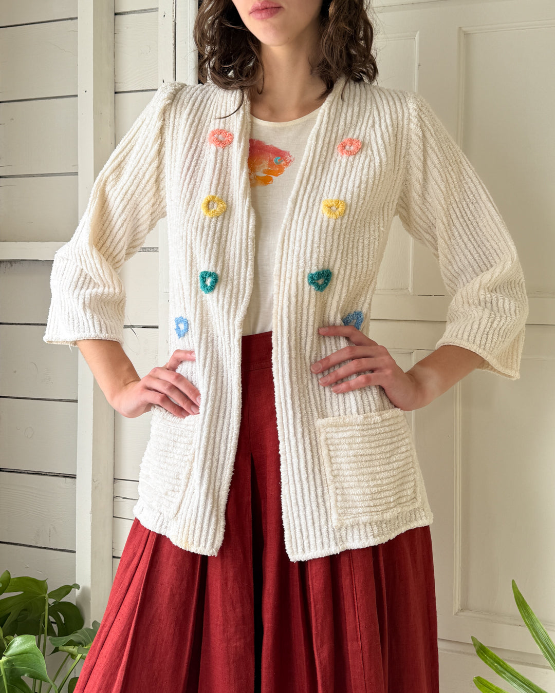 40s-50s Chenille Beach Jacket | S