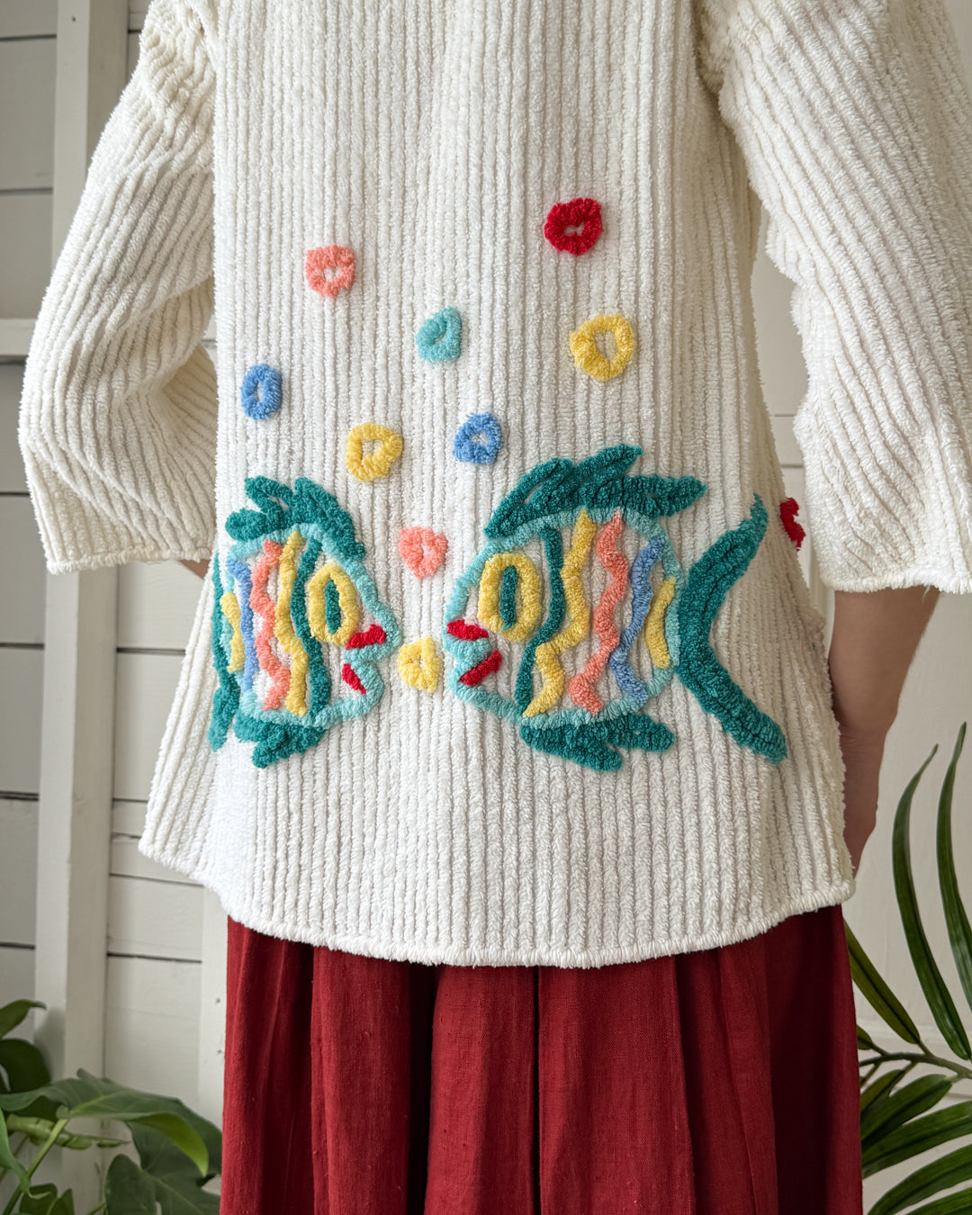 40s-50s Chenille Beach Jacket | S