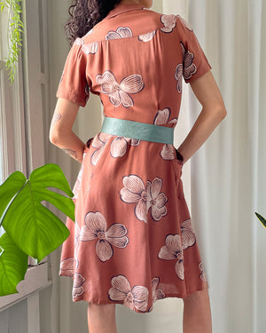 40s Floral Puff Sleeve Dress