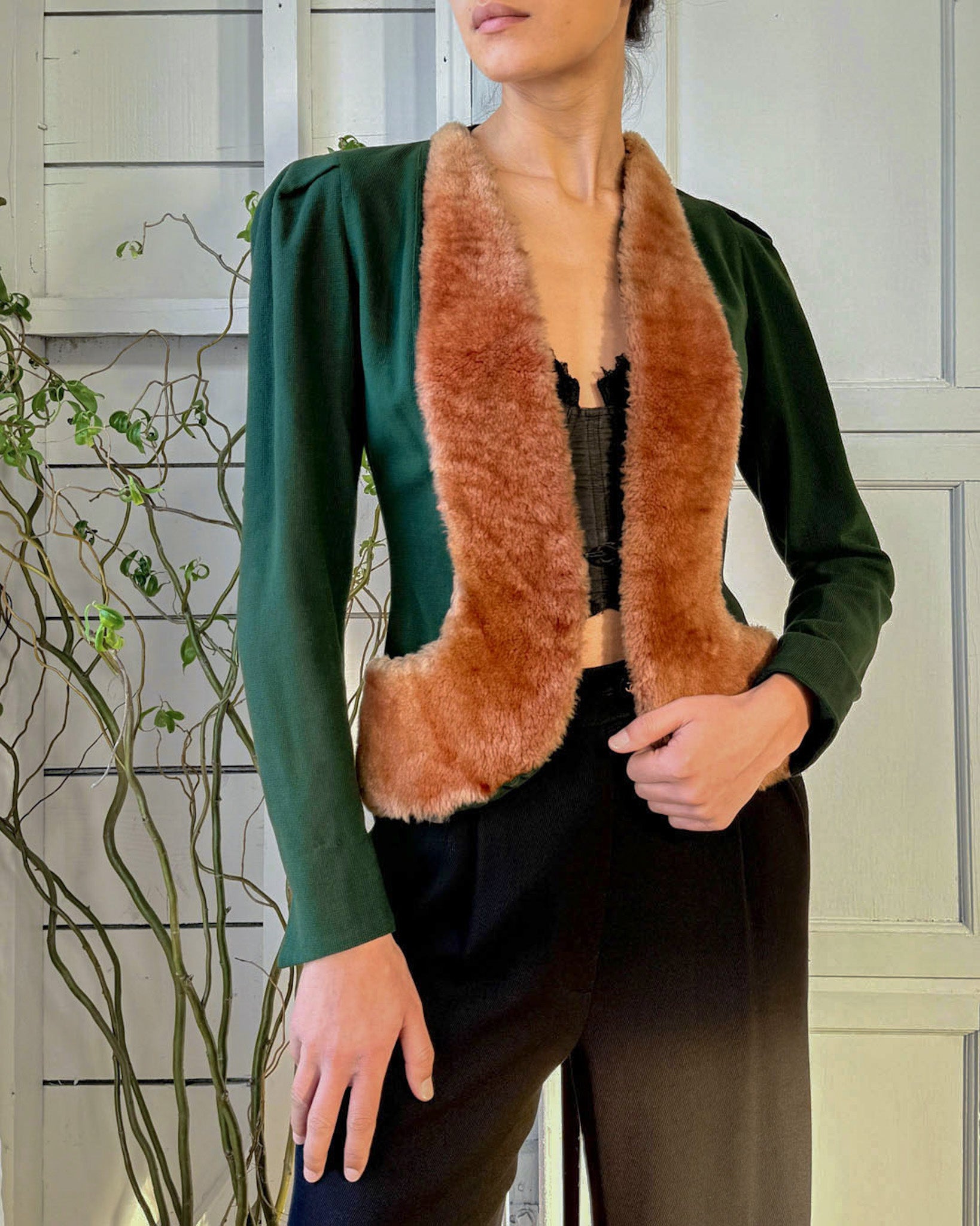 40s Fur Trim Jacket | S