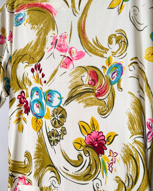 40s Rayon Jersey Gown | M