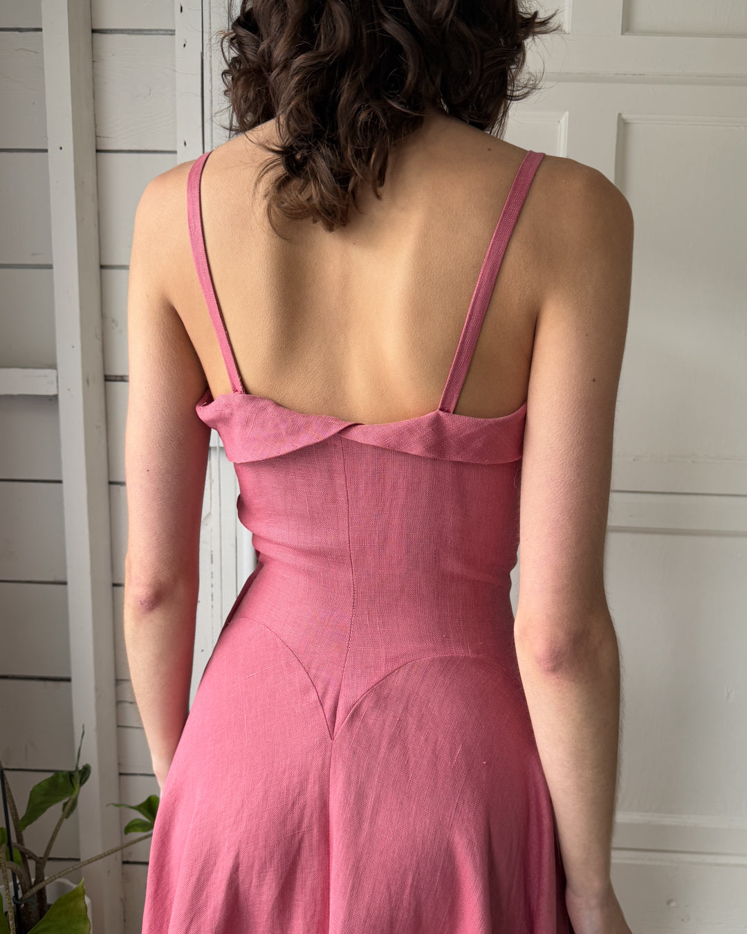 40s Pink Linen Sundress | S 40s Pink Linen Sundress | S