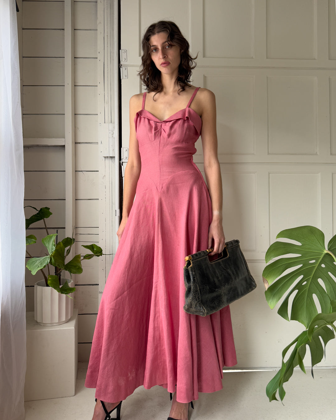 40s Pink Linen Sundress | S 40s Pink Linen Sundress | S