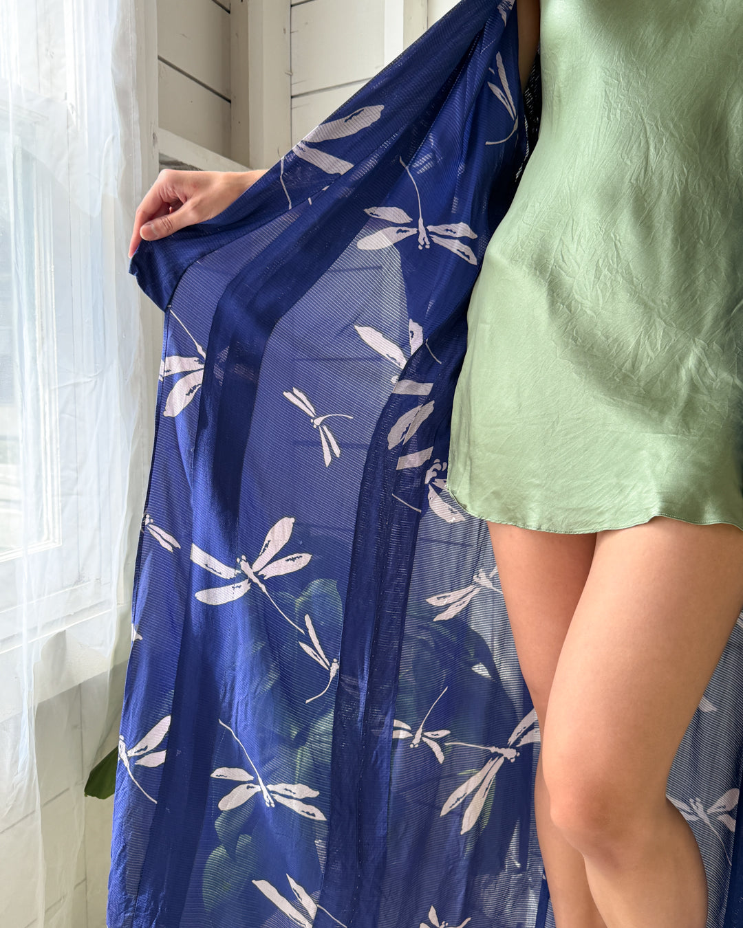 40s Silk Dragonfly Kimono Robe