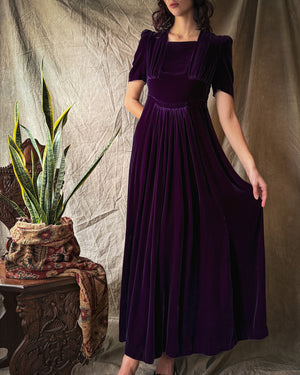 40s Purple Velvet Gown | M