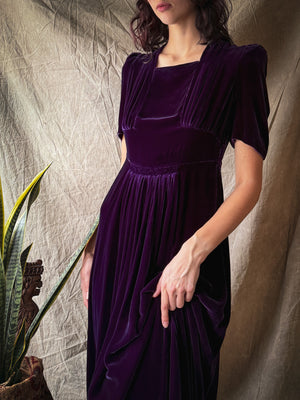 40s Purple Velvet Gown | M
