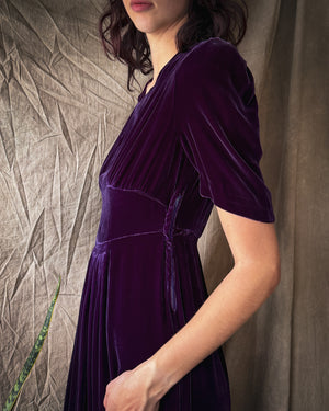 40s Purple Velvet Gown | M