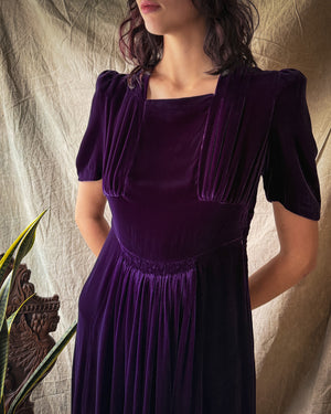 40s Purple Velvet Gown | M
