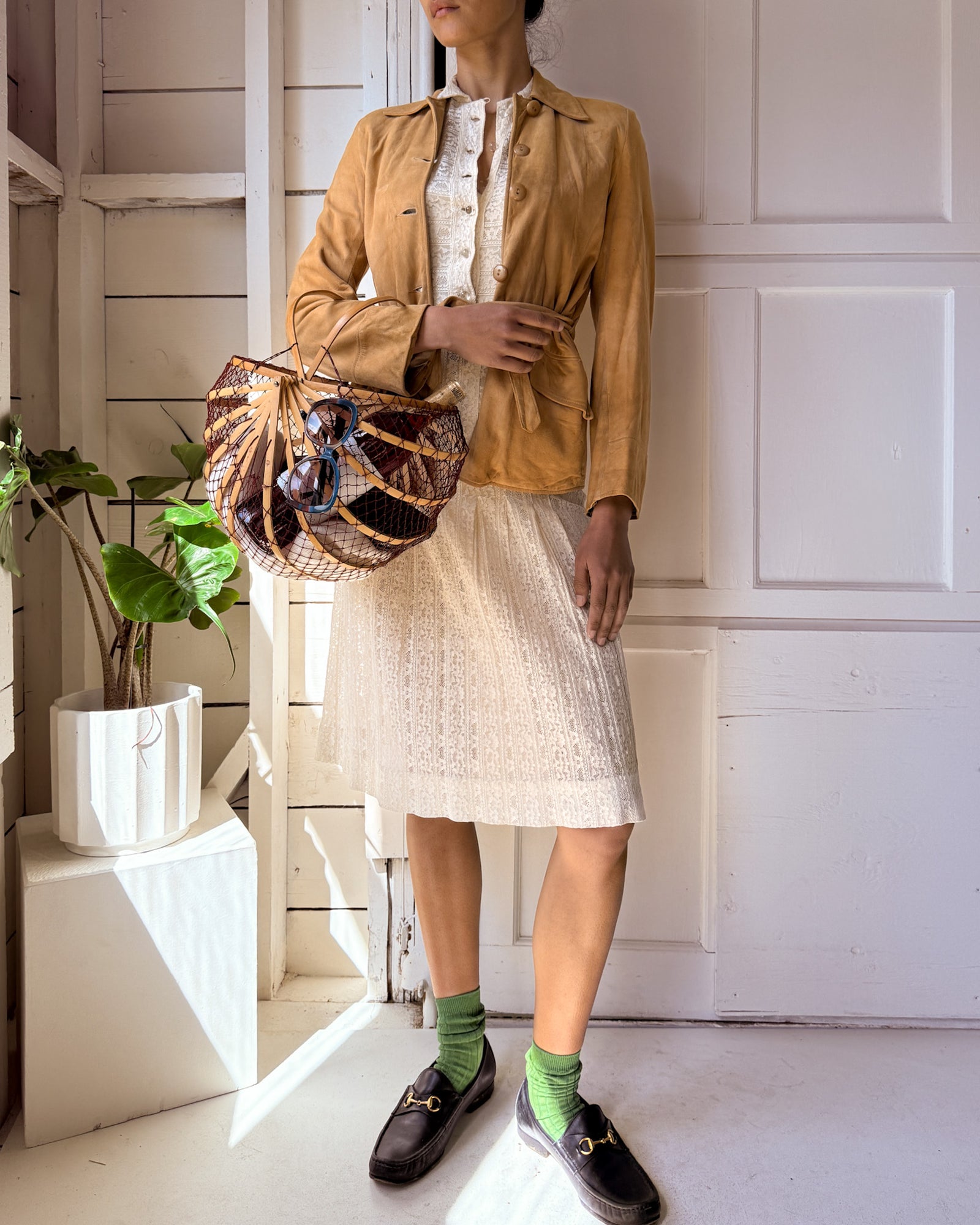 40s Belted Leather Jacket | XS